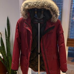 Eddie Bauer Women's Raspberry Ski Jacket with Faux Fur Hood